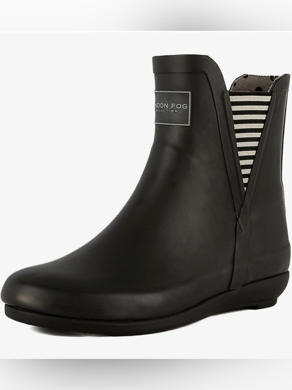 London Fog Black Short Rain Boots with Polka Dot Lining